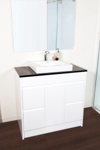 CALCO 900 FLOOR CABINET WITH MIDNIGHT BLACK STONE AND BACI BASIN