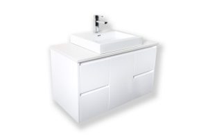 CALCO 900 WALL HUNG CABINET WITH POLAR STONE AND BACI BASIN