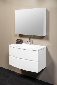 DUNE 900 WHITE W/H CABINET WITHPOLY TOP