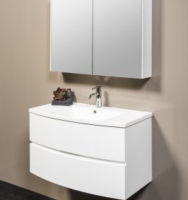 DUNE 900 WHITE W/H CABINET WITHPOLY TOP