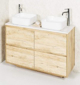 ZENA 1200M18 FLOOR/WALL HUNG CABINET , POLAR STONE & ARDEN  BASINS