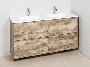 ZENA 1500M73 FLOOR/WALL HUNG CABINET  & ETRO DOUBLE BOWL POLYMARBLE TOP