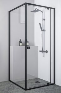 GRACE BLACK 900 SEMI FRAMELESS SHOWER SCREEN 6mm TOUGHENED GLASS