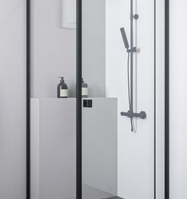 GRACE BLACK 900 SEMI FRAMELESS SHOWER SCREEN 6mm TOUGHENED GLASS