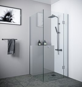 Multi Size FRONT AND RETURN Frameless Shower Screen 10mm Toughened Glass